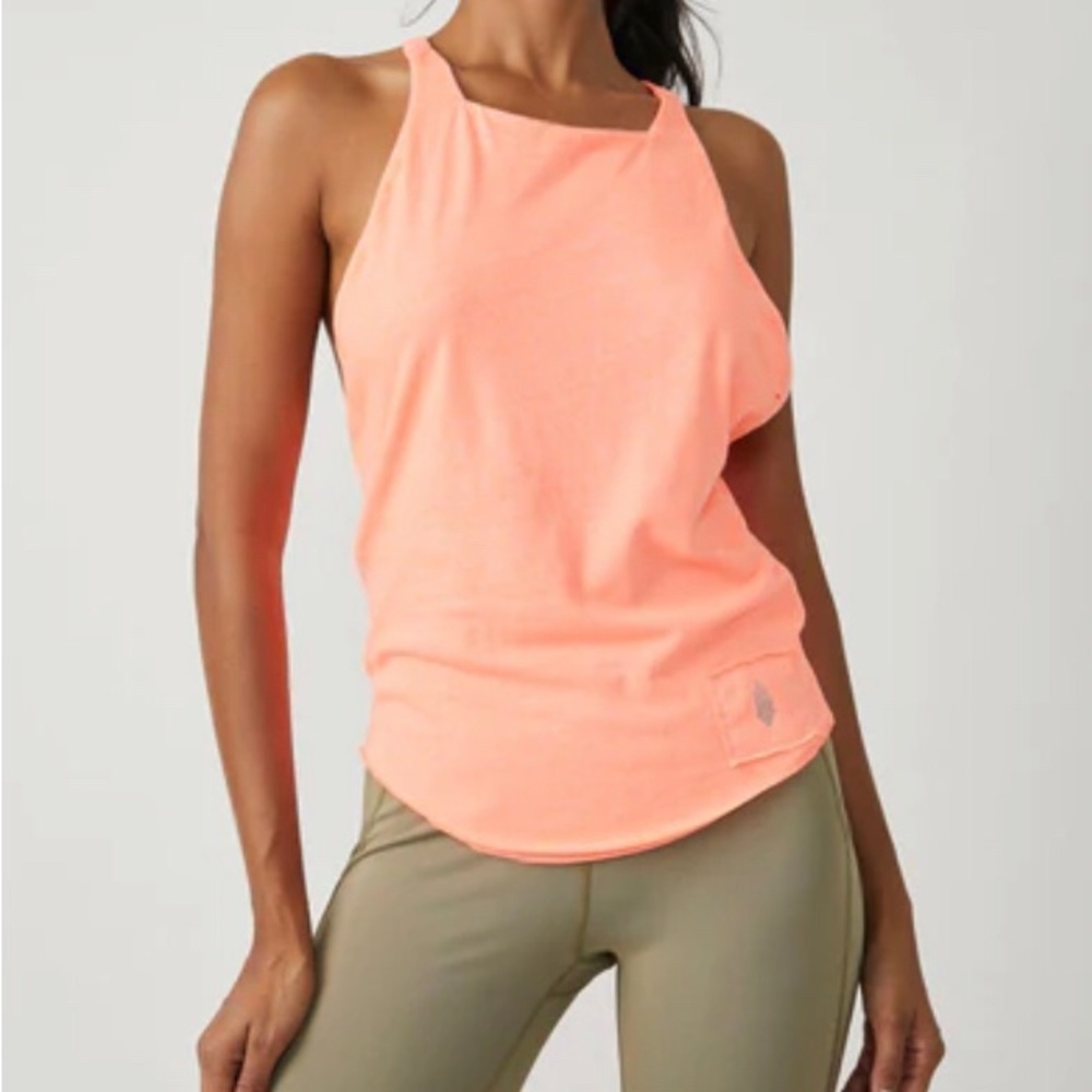 Free People Neon Coral Halter Tank